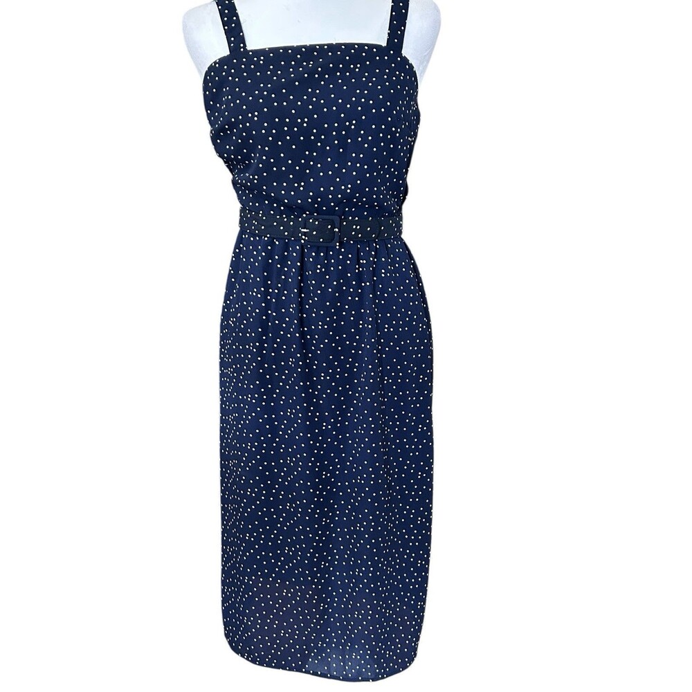 3 Pink‎ Hearts Navy Polka Dot Belted Dress Sz S
